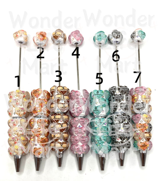 Clay Bead Pencil Heart logo Trendy patterns Beaded pen Big brand Random Mix