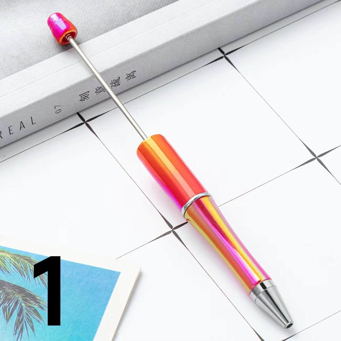 Multicolor UV Color Shiny Plastic DIY Beadable Pen (Optional Color 1-19)