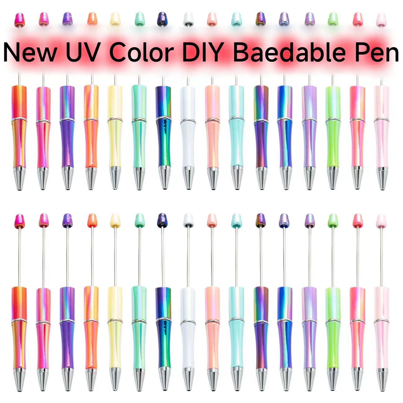 Multicolor UV Color Shiny Plastic DIY Beadable Pen (Optional Color 20-26)