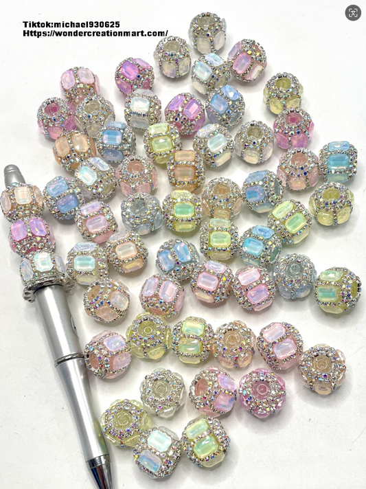 Rectangular Clear Multicolor Crystal with Double Layer Rhinestones Chain Acrylic Beads,Random Mix,18mm  Fancy-26