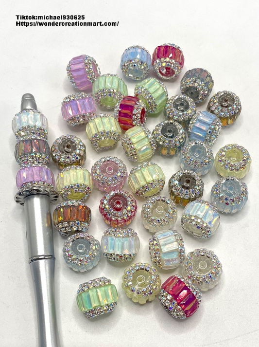 Rectangular Clear Multicolor Crystal with Rhinestone Chain Acrylic Beads,Random Mix,16mm Fancy-57