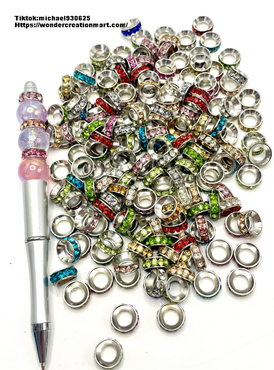 Straight Edge Multicolor Rhinestone Spacers,Random Mix,12mm