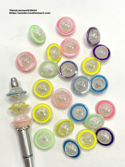 Luminous Clear Multicolor UFO Flying Saucer Acrylic Beads,Random Mix,22mm