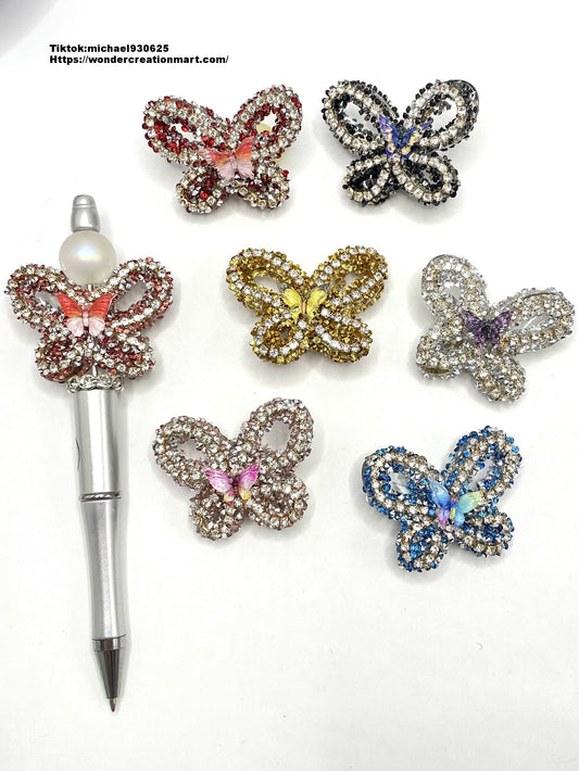 Fancy Clear Butterfly with Multicolor Rhinestone Chain,Random Mix,44mm