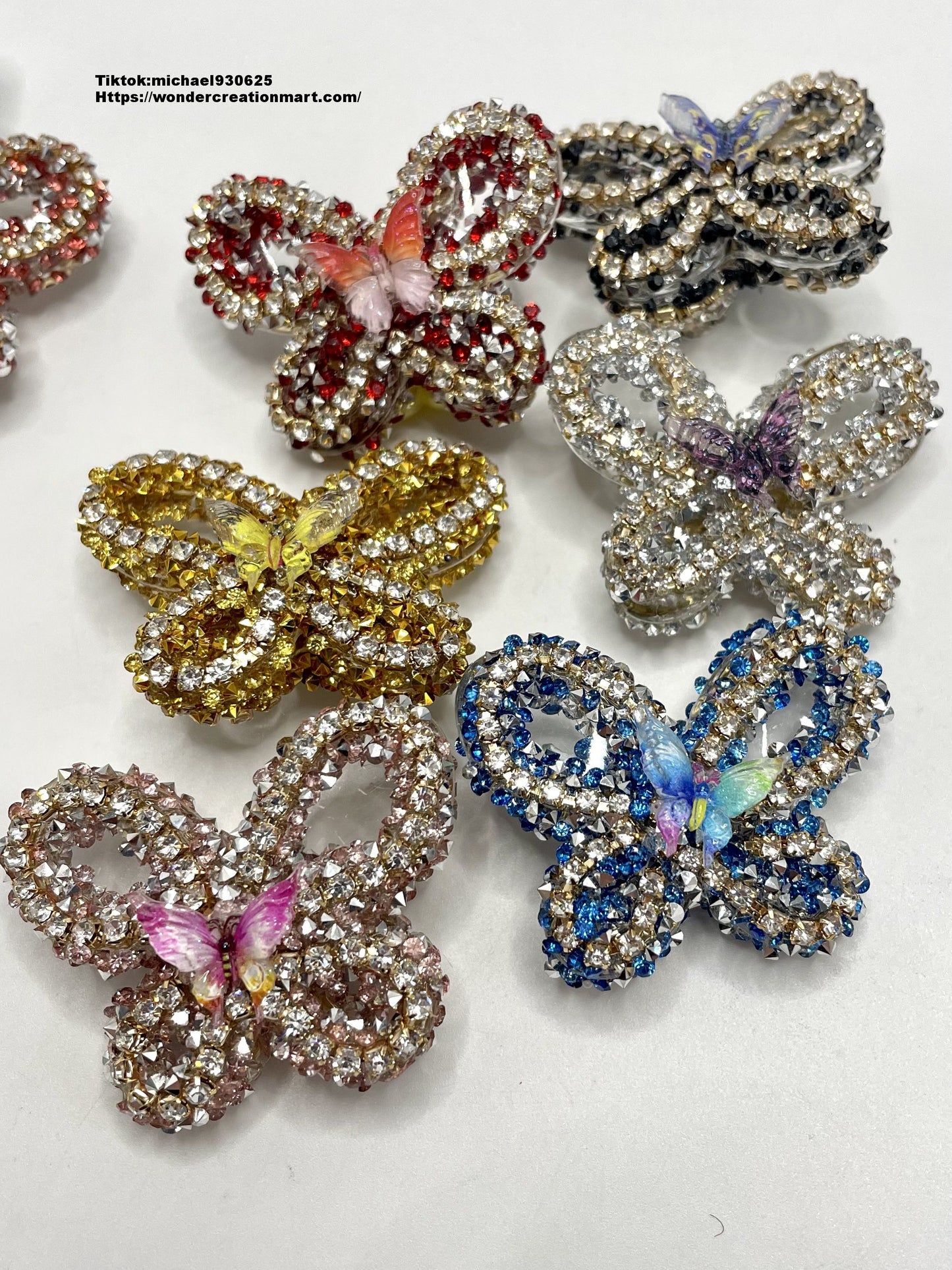 Fancy Clear Butterfly with Multicolor Rhinestone Chain,Random Mix,44mm