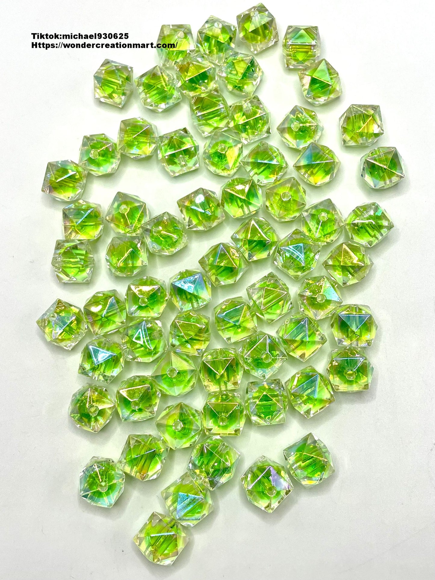 Double-Layer Clear Diamond-shaped Multicolor Acrylic Beads,Random Mix,16mm