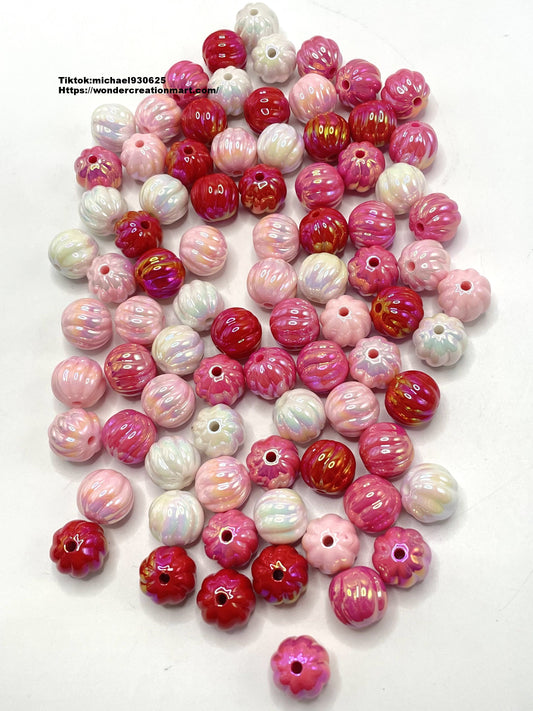 Valentine's Day Color & Love Series Pumpkin Acrylic Beads,Random Mix,16mm