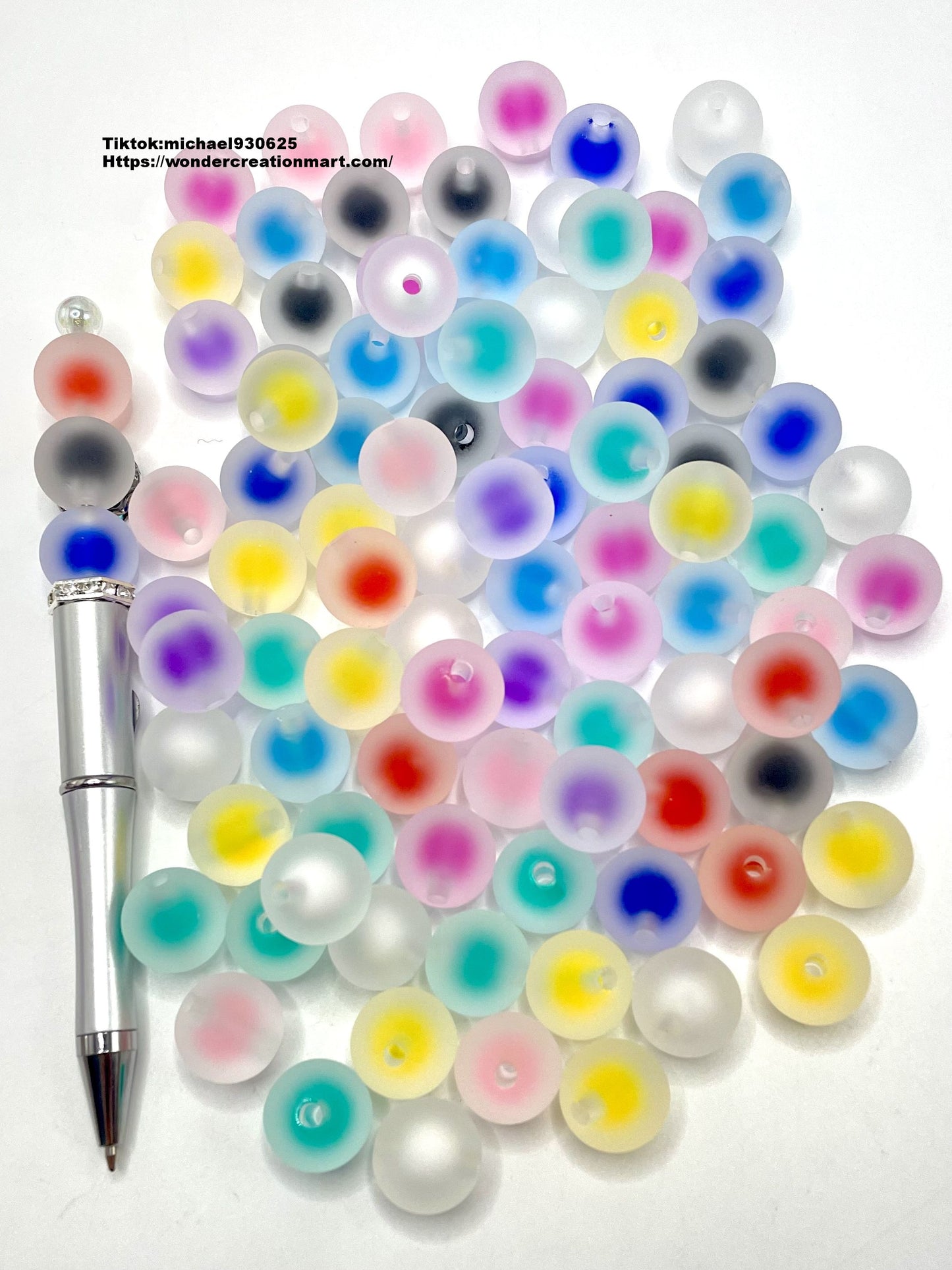 Frosted Double Layer Multicolor Acrylic Circle Beads ,Random Mix,16mm