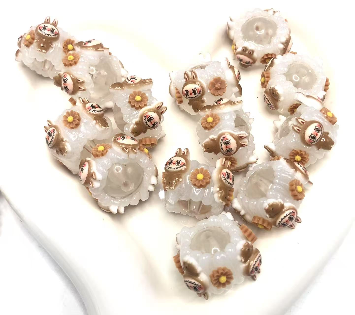 LABUBU labubu Cartoon Acrylic beads Dolls and Flowers  String beads Random Mix
