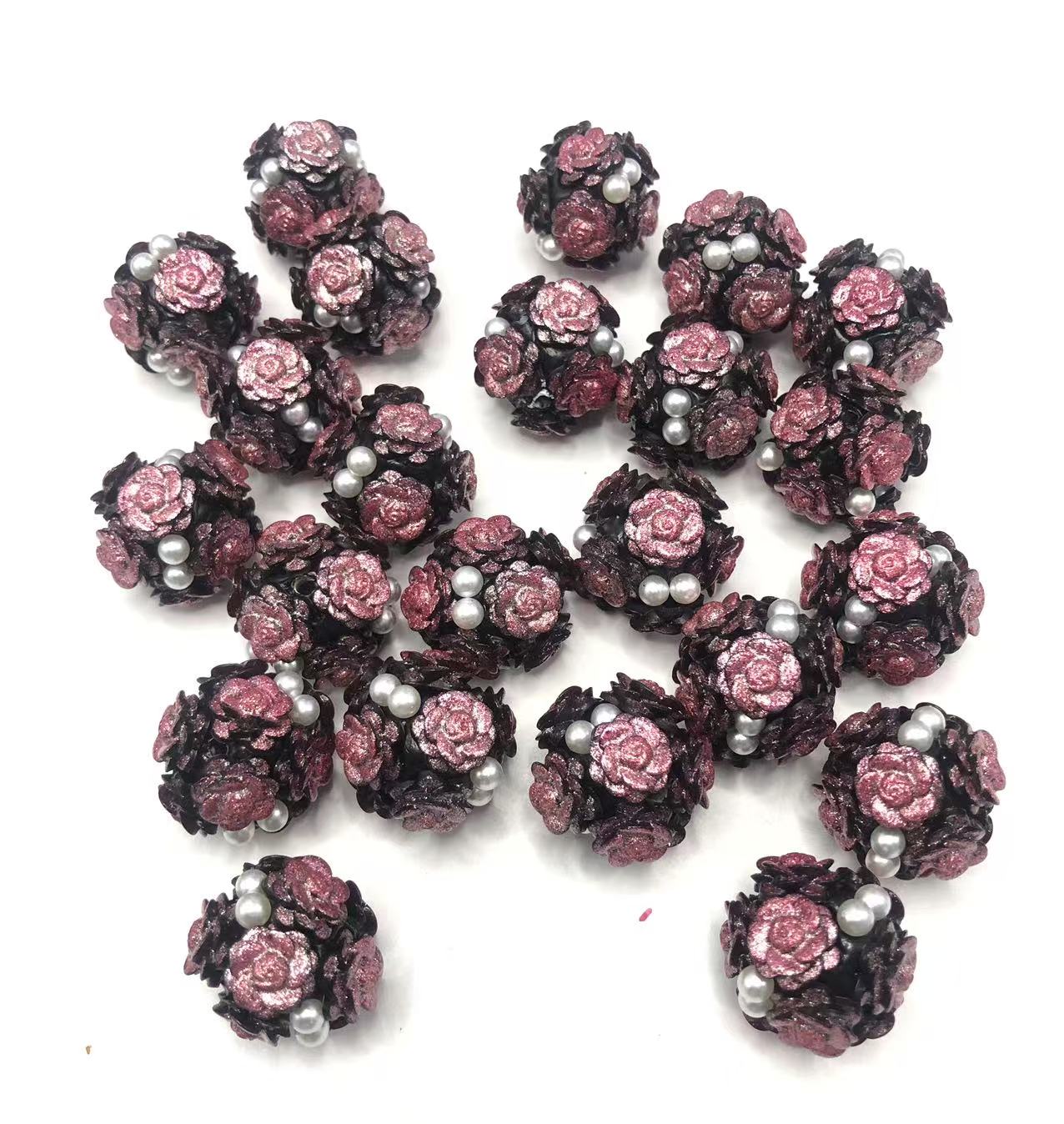 Clay beads Clay flower beads glitter Flowers and Pearls String beads Random Mix