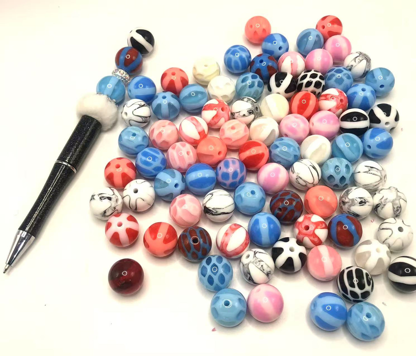 Acrylic Multi-style beads Watermelon beads glitter Line Random Mix 16mm