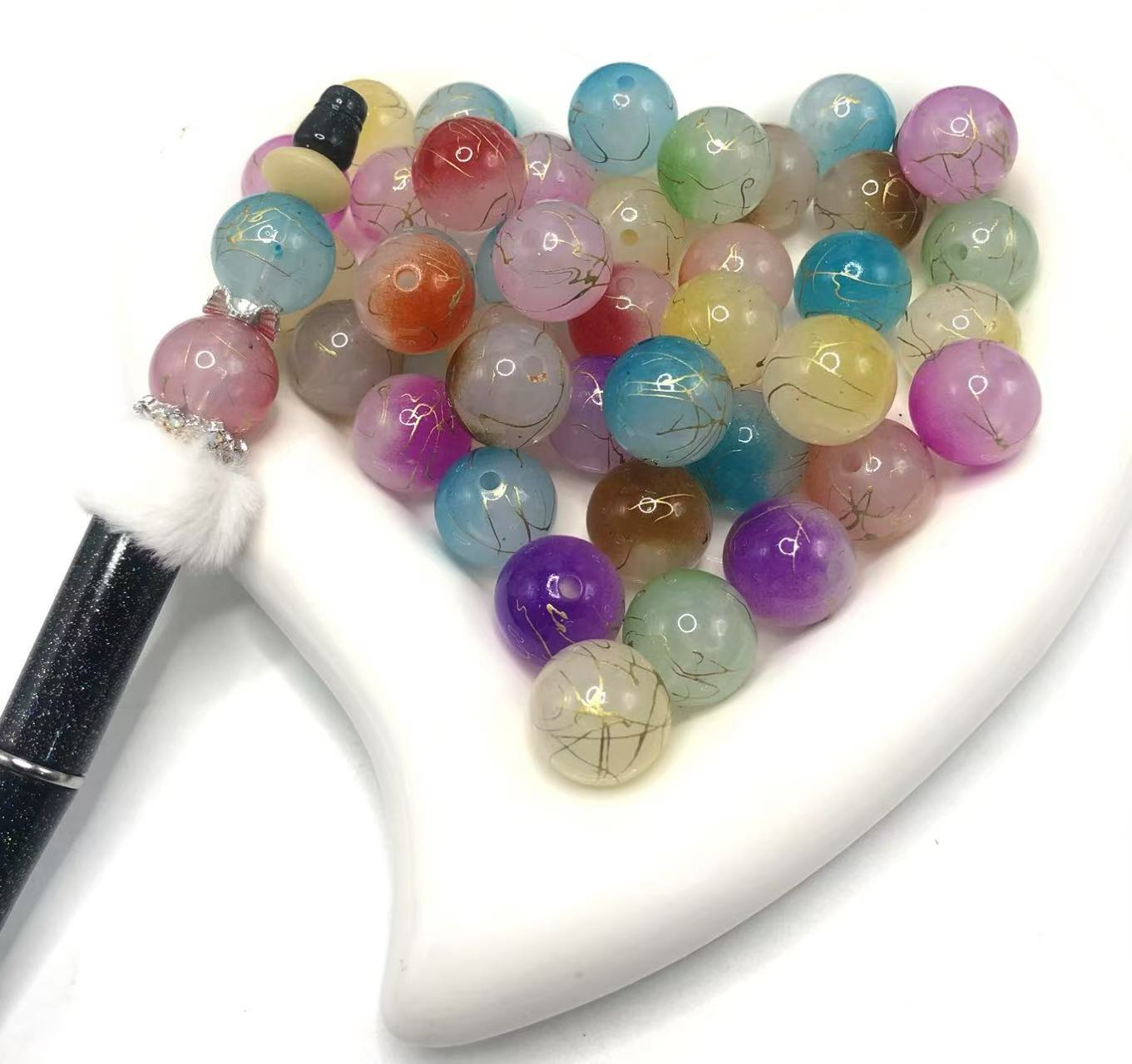 Acrylic Multi-style beads Watermelon beads glitter Line Random Mix 16mm