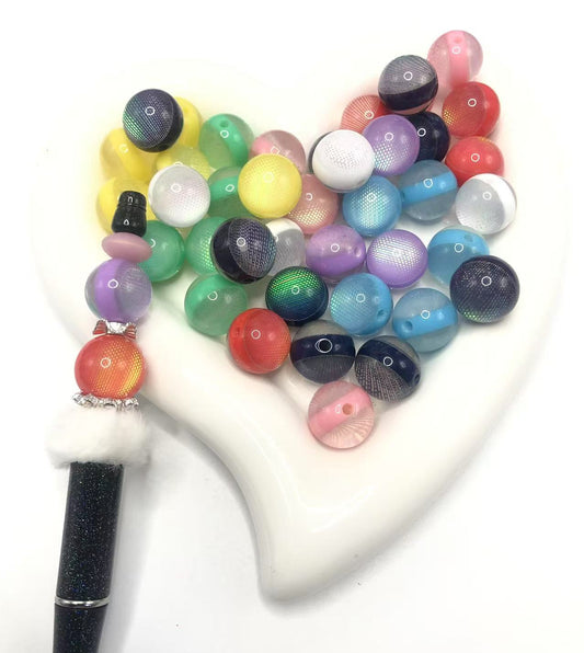 Acrylic Multi-style beads Watermelon beads glitter Line Random Mix 16mm