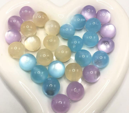 cat eye Acrylic beads glitter Multicolored cat's eye beads 16mm Random Mix