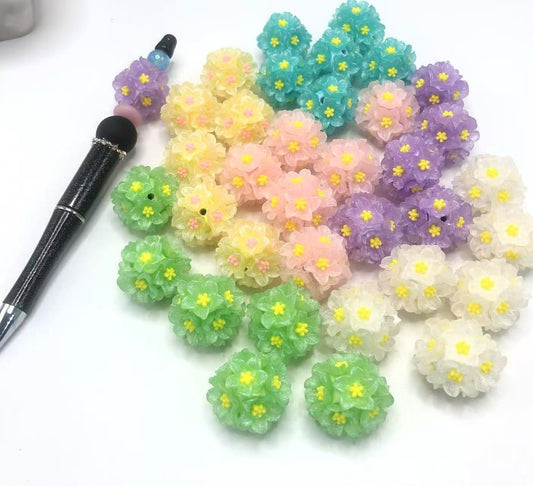 Flower beads Multicolored flower beads made of clay Clay beads Random Mix 24mm