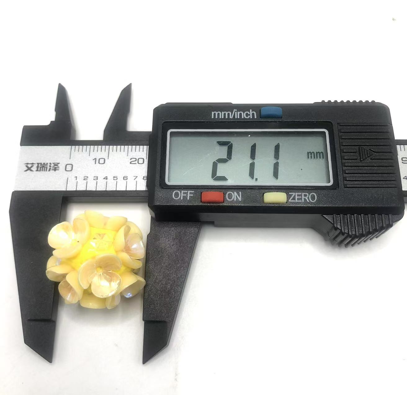 Clay flower beads rhinestone Multicolored flowers 21mm