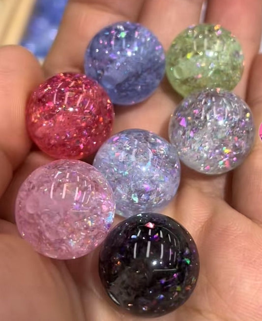 acrylic bead ornament with coffetti sequins inside ,random mix color 16mm