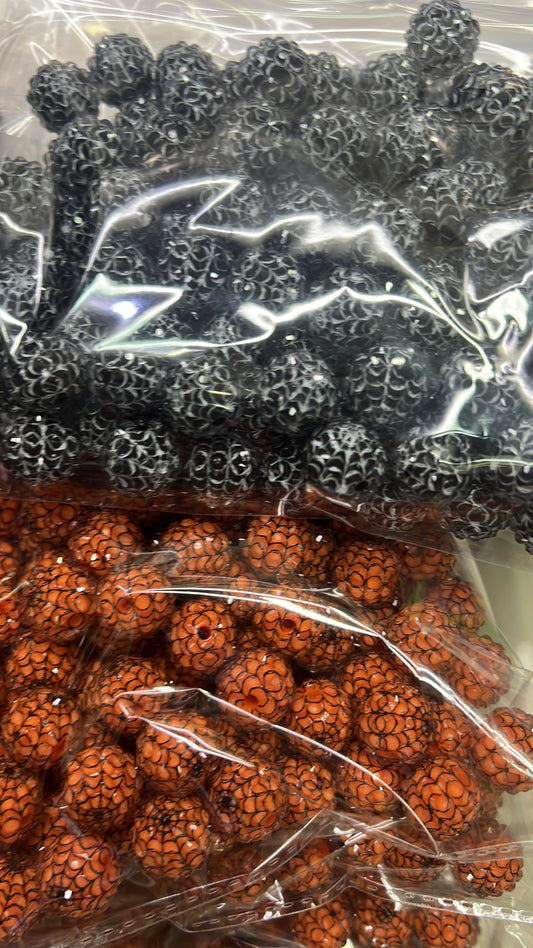 halloween beads jelly rhineston spider web beads 16mm