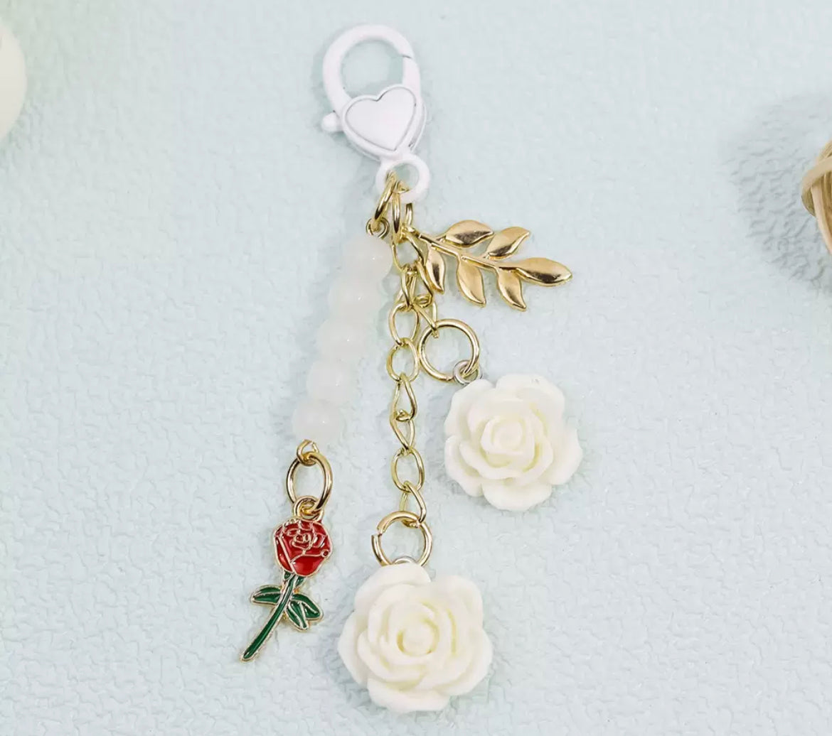 resin rose camellia iron alloy latch diy charm for keychain for handbag for pen drive decoration