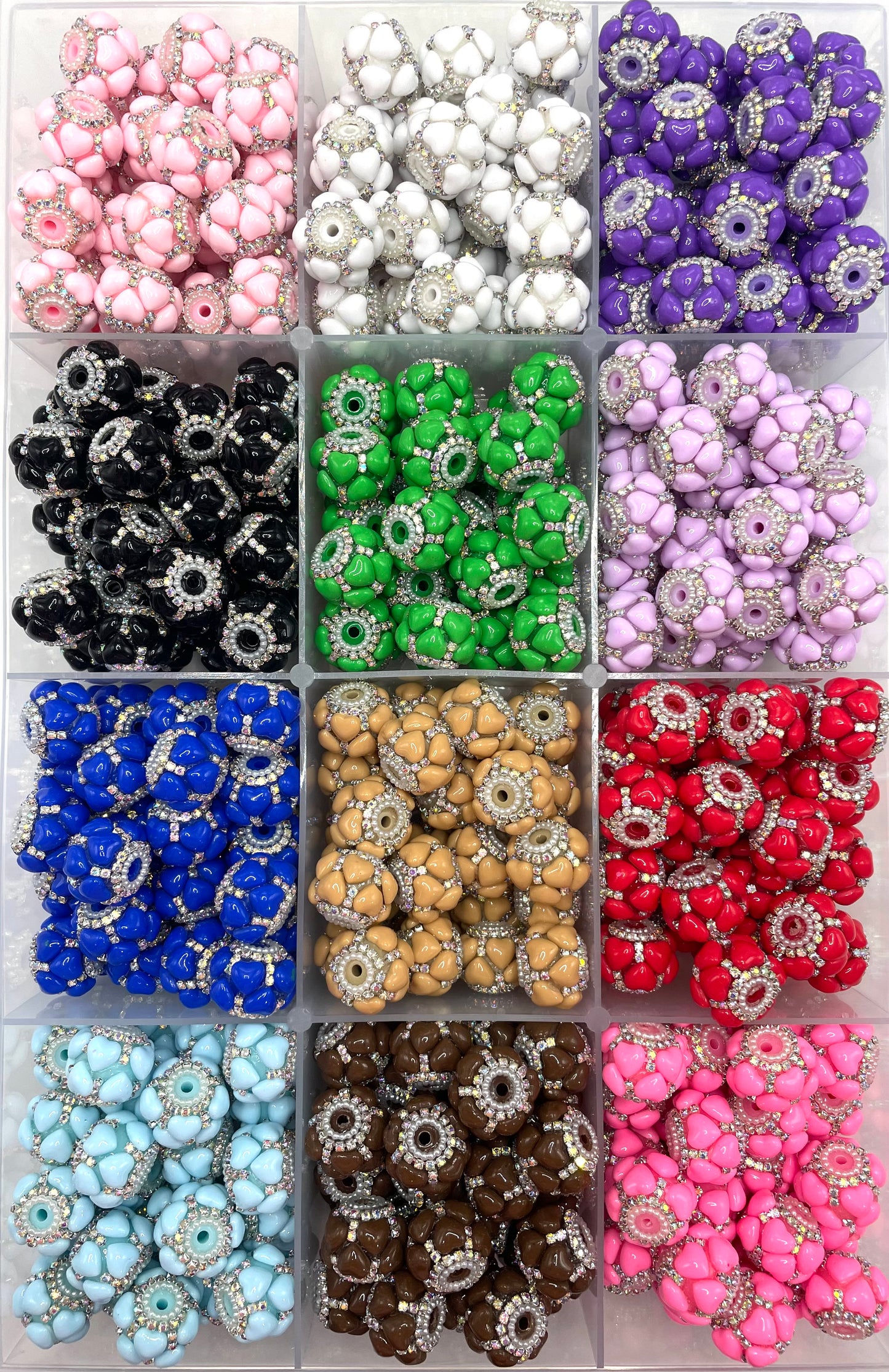 Fancy Beads Rhinestone Chain Pearl spacers Acrylic heart pearl chain beads Random Mix 19mm
