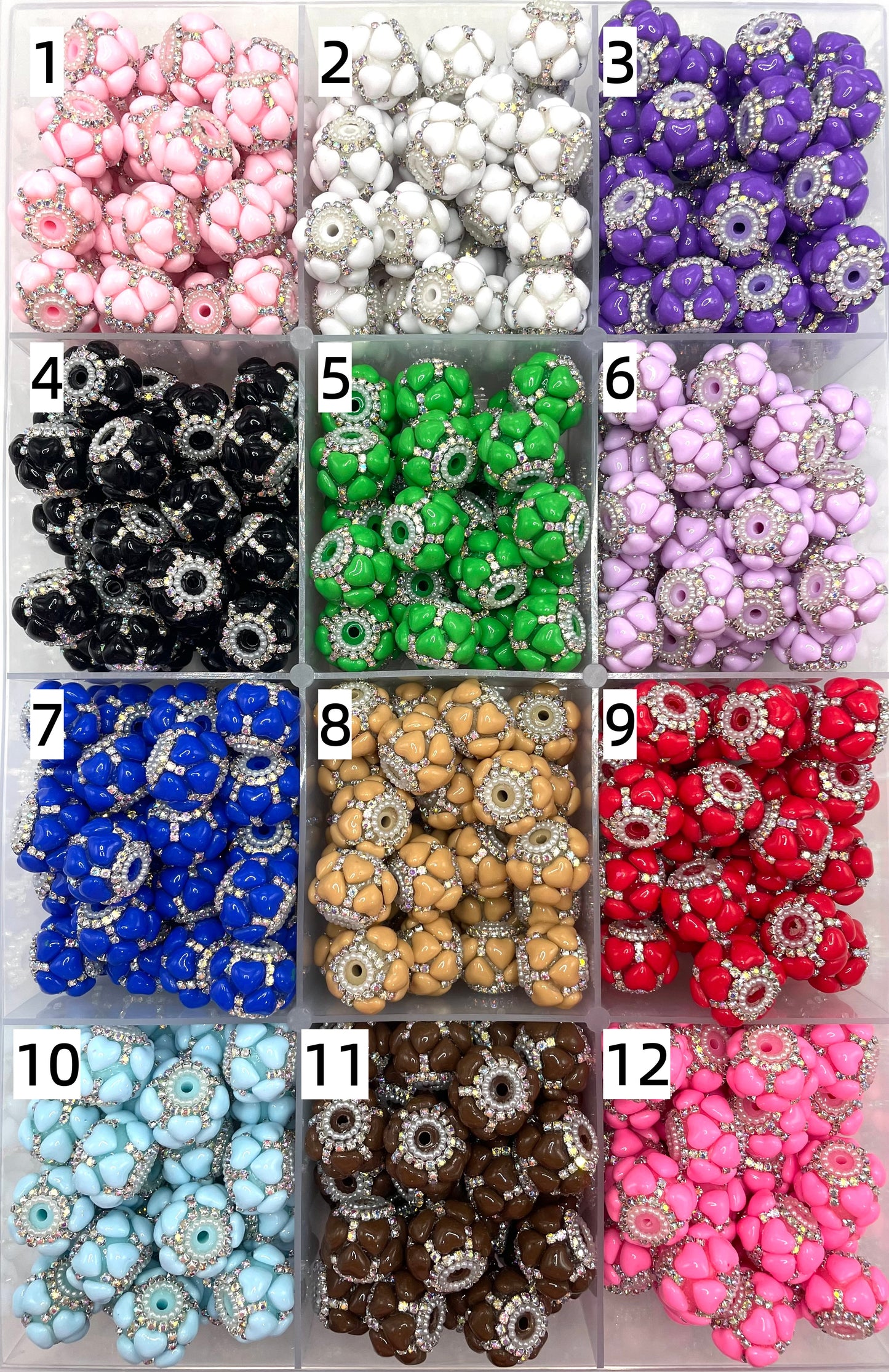 Fancy Beads Rhinestone Chain Pearl spacers Acrylic heart pearl chain beads Random Mix 19mm