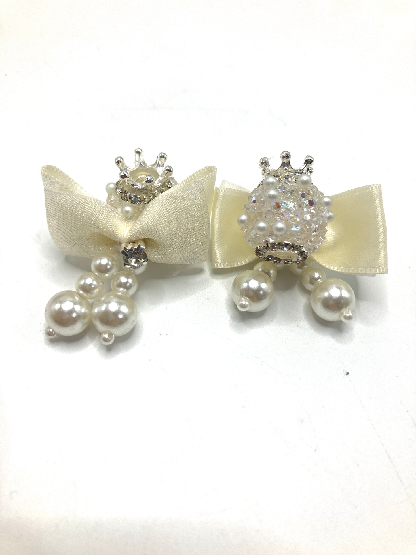 beaded beadable fancy textile bow bead Fancy Beads Crown bow beads Sugar beads Pearl pendant Random Mix