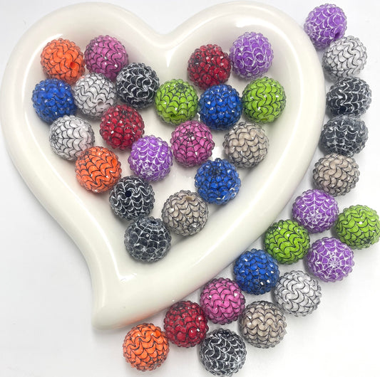 Spider web spider net Halloween bead jelly rhinestone bead  diy bead ,beaded bead beadable bead acrylic bead 20mm