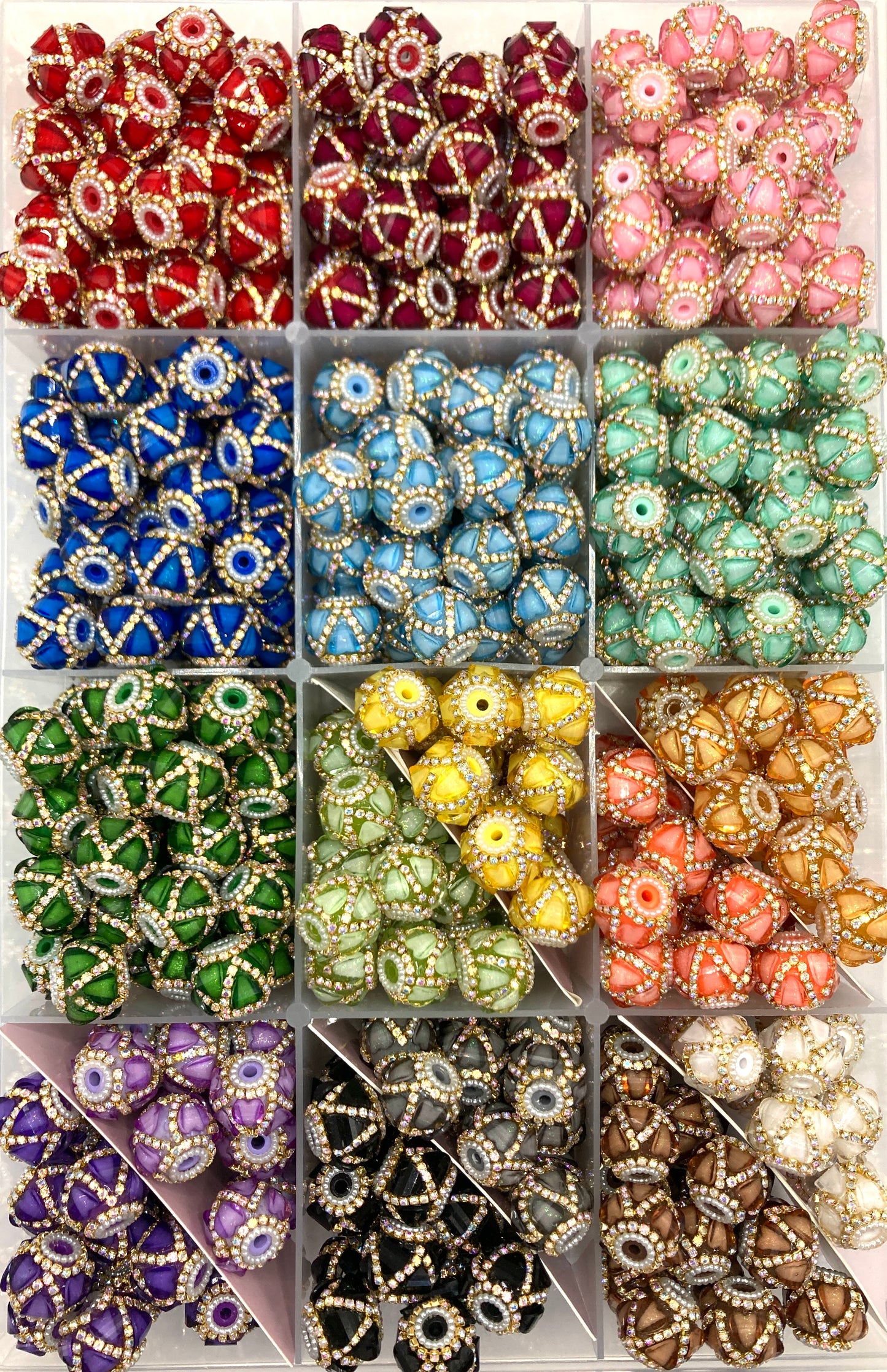 fancy bead heart-shaped Clear Multicolor Crystal with Double Layer Rhinestones Chain Acrylic Beads fancy lantern heart bead Random Mix18mm colored  Golden chain and silver chain