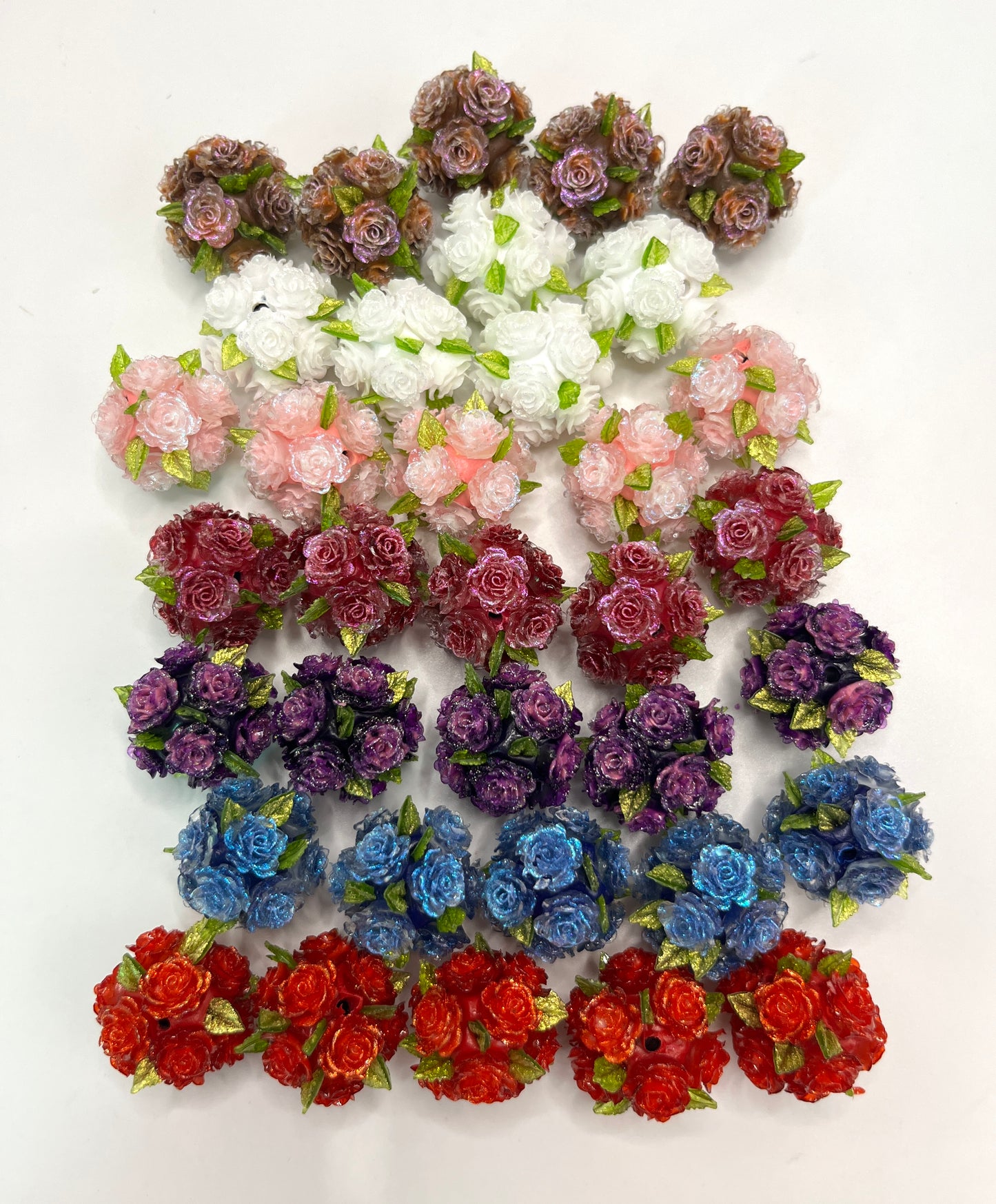 soft rose flower with green leaf fancy bead flower bead