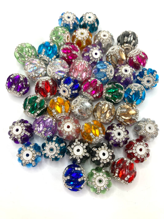 Fancy Beads Rhombic glass crystal mirror Chain Shining beads Metal gasket beads Random Mix