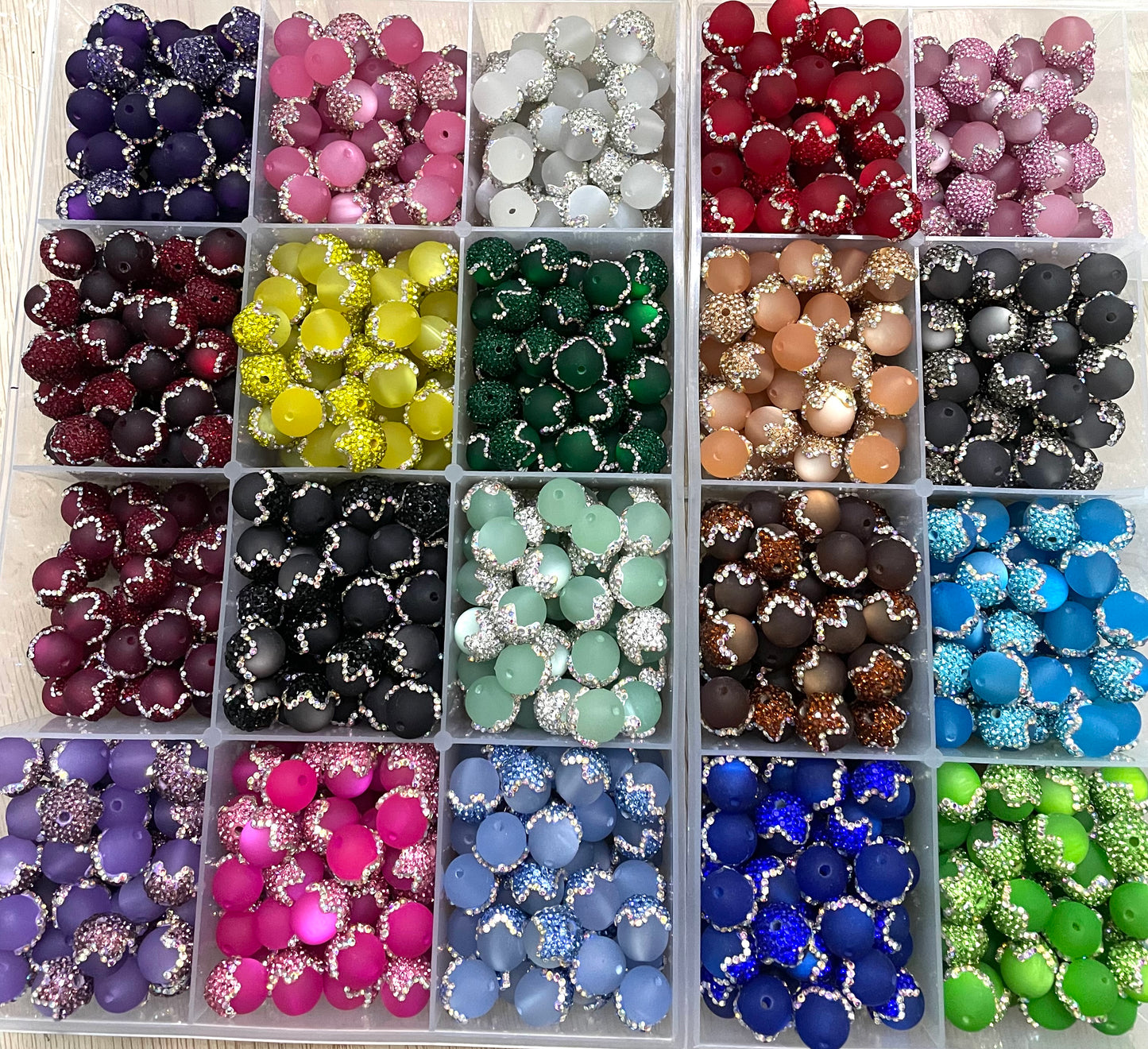 fancy bead fancy acrylic matte cat eye drip bead ornaments with clay rhinestion cap colored ,random mix