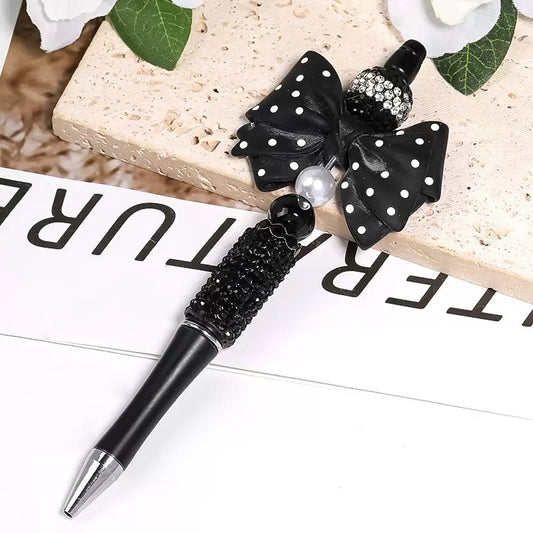 New large polka dot bow resin straight hole beads diy bracelet keychain beaded pen jewelry accessories loose beads wholesale