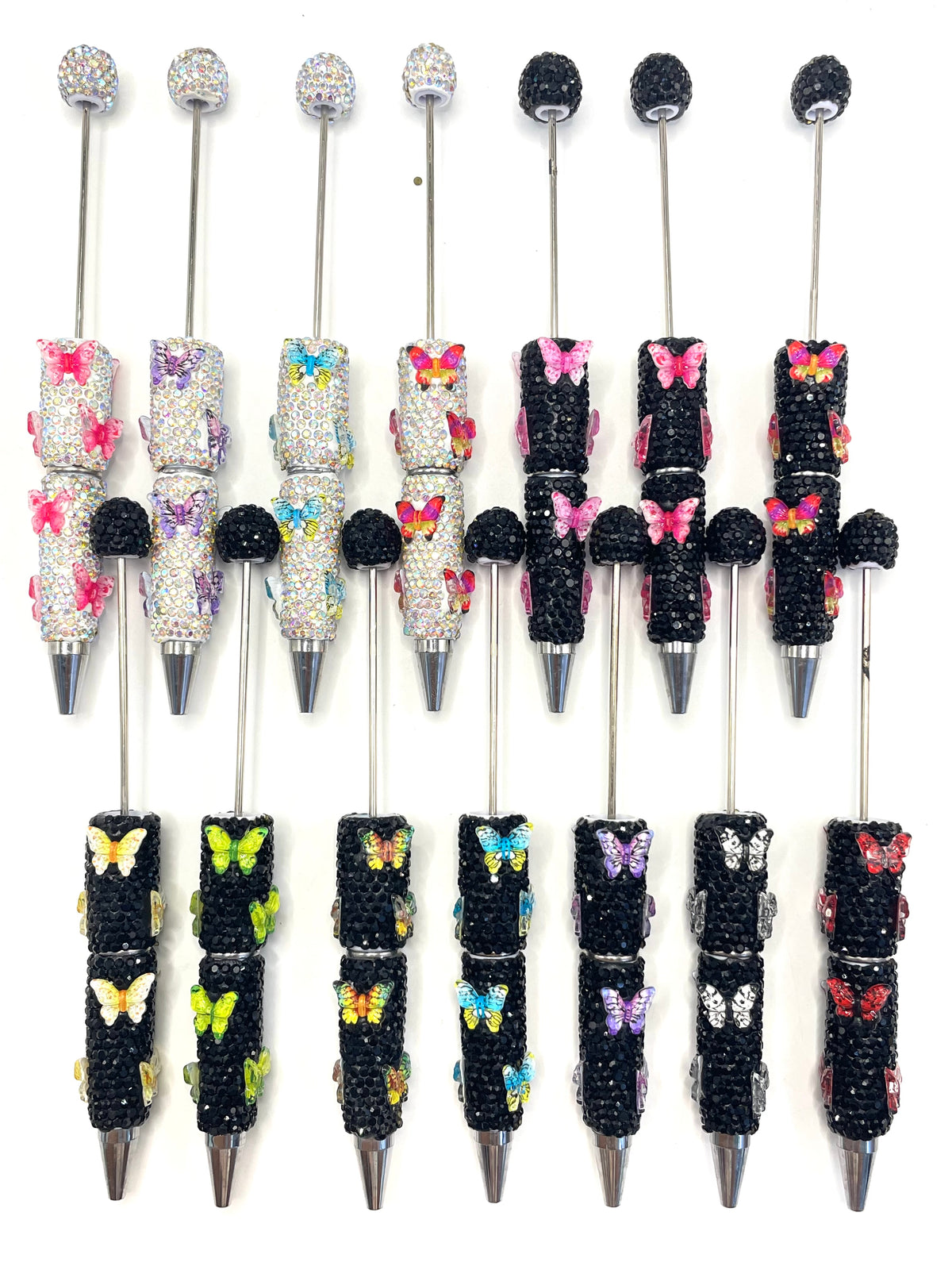 Beadable pen rhinestone pen butterfly pen black rhinestone pen random mixed