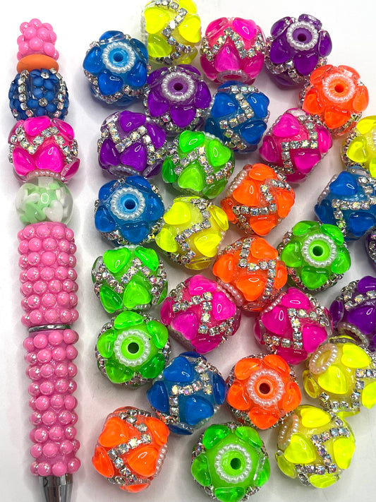 Neon bead heart beads zig chain fancy beadv Random Mix