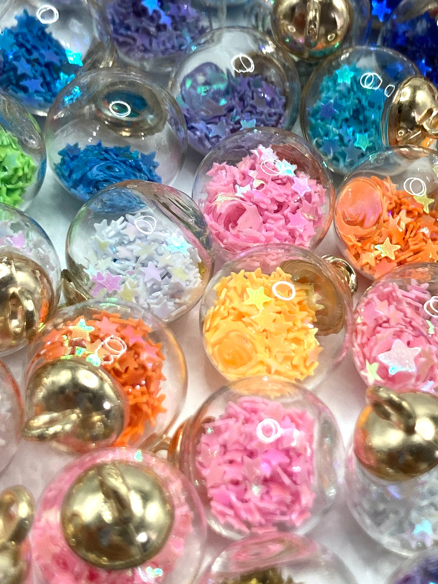 Glass ball pendant Fruit slices Stars Foam ball Colored stones Sphere-shaped pendant Random Mix 16mm
