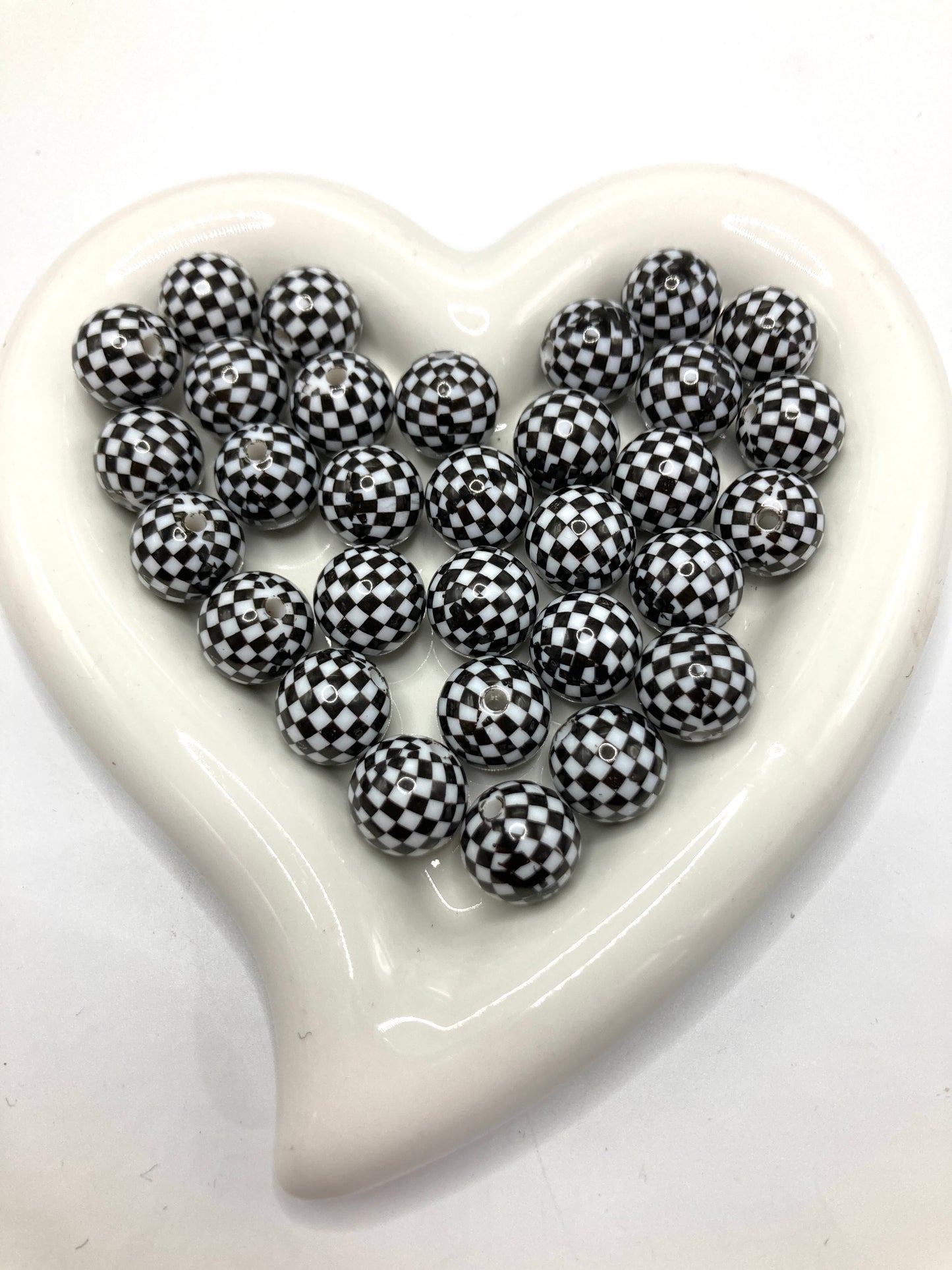 Acrylic beads Colorful checkered pattern Chess and Go Grid DIY Beads 16mm