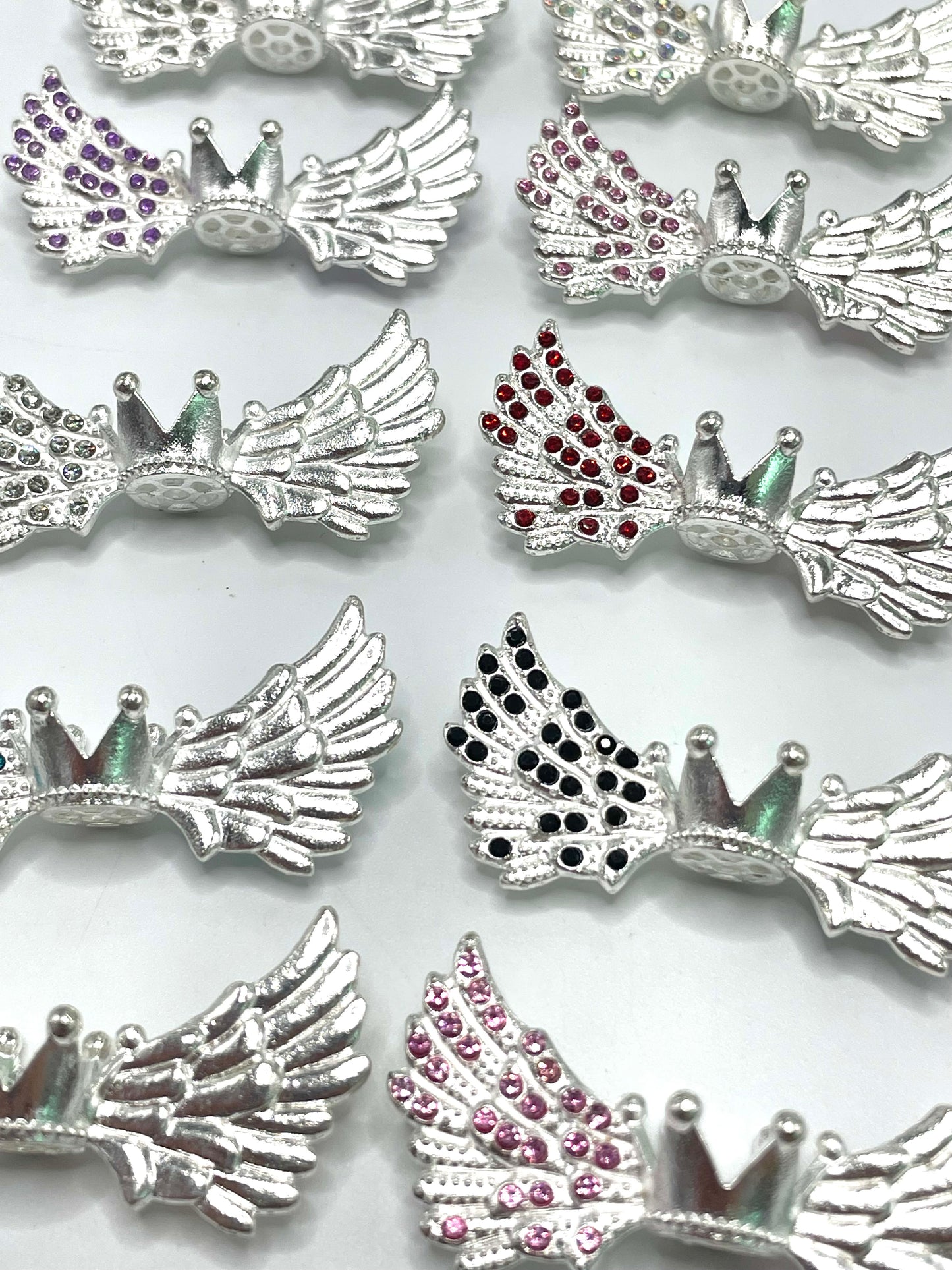 Metal Alloy Wings Inlay Rhinestone Angel Wings and Crown Metal beads 50mm Random Mix