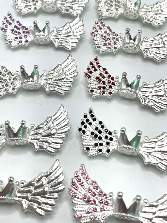 Metal Alloy Wings Inlay Rhinestone Angel Wings and Crown Metal beads 50mm Random Mix