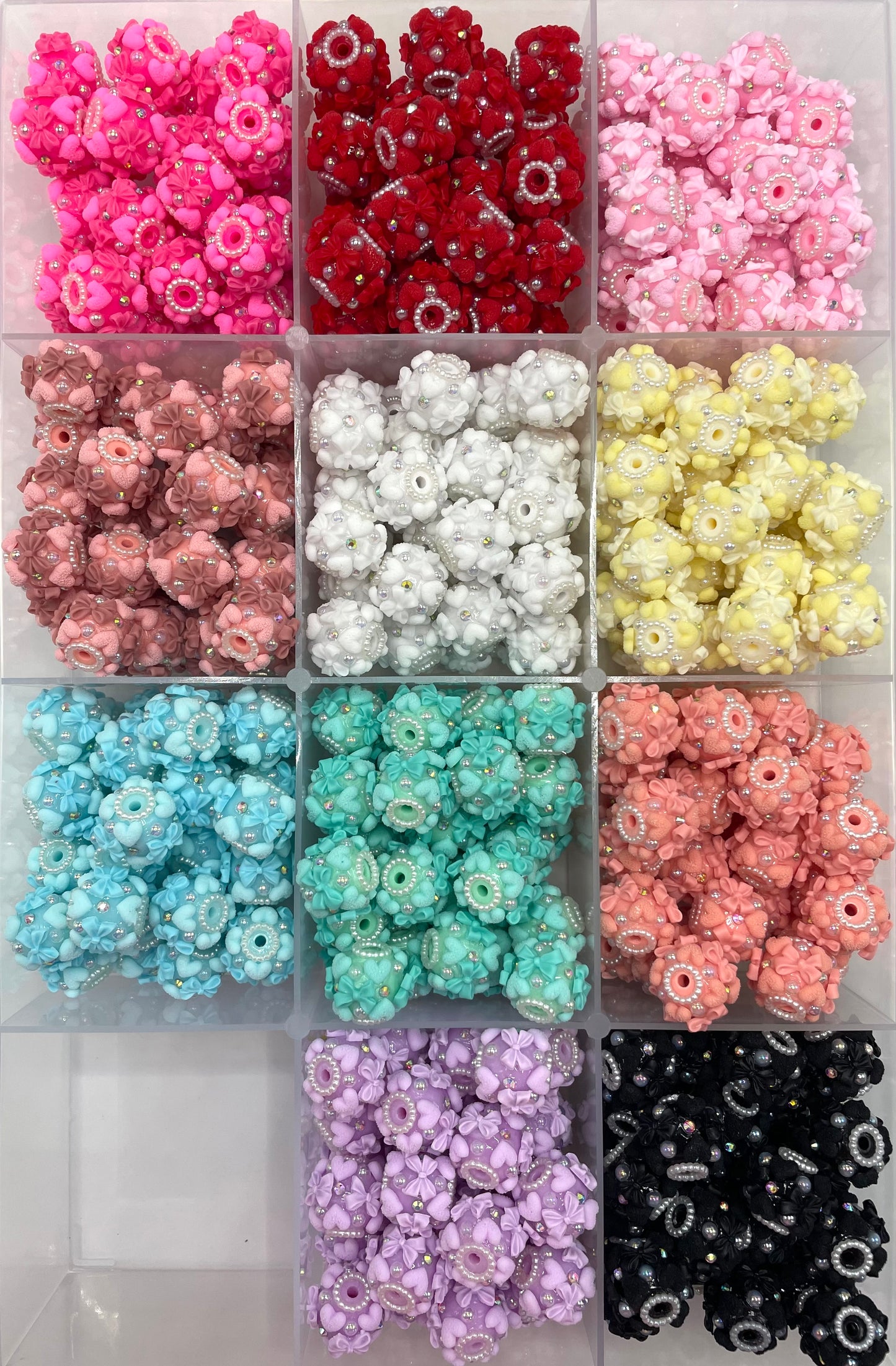 Fancy Beads bow Matte Heart Rhinestone Pearls and Chains spacers Beads  Random Mix