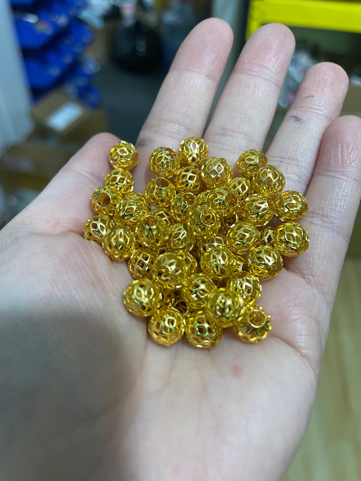Lanterns Skeleton Hollow Out Round Ball Spacers,8mm
