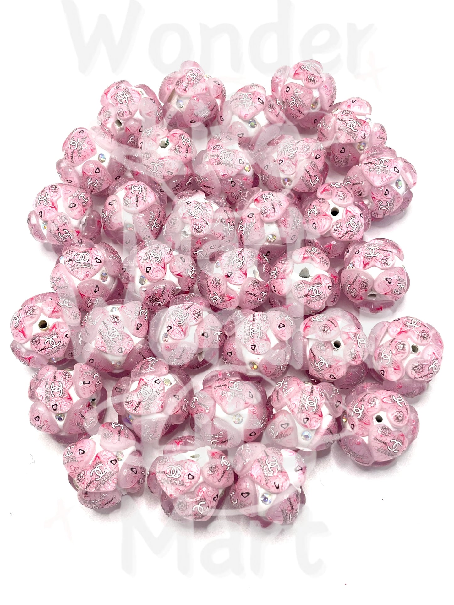 Clay beads Acrylic heart design Fashion beads 20mm Random Mix