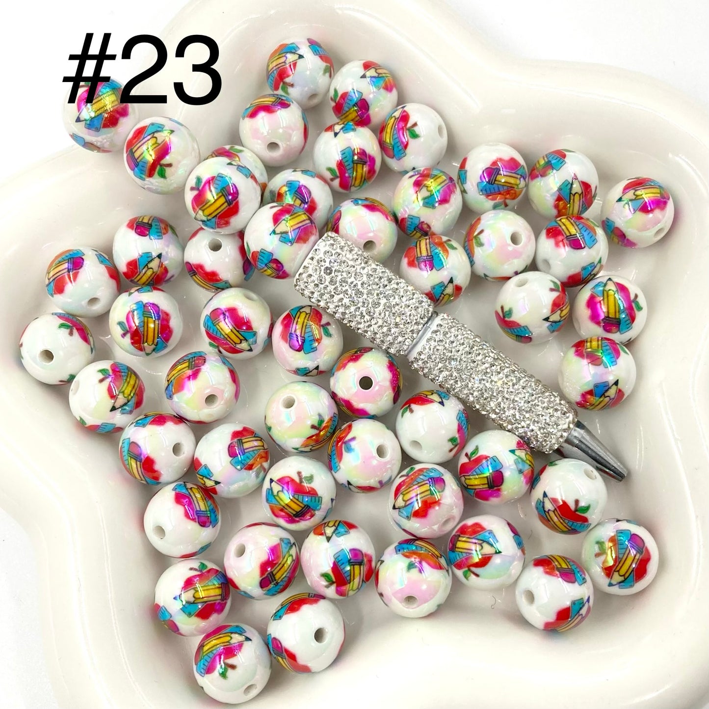 Acrylic Beads Collection Various styles Beads Cute cartoon print Beads 16mm