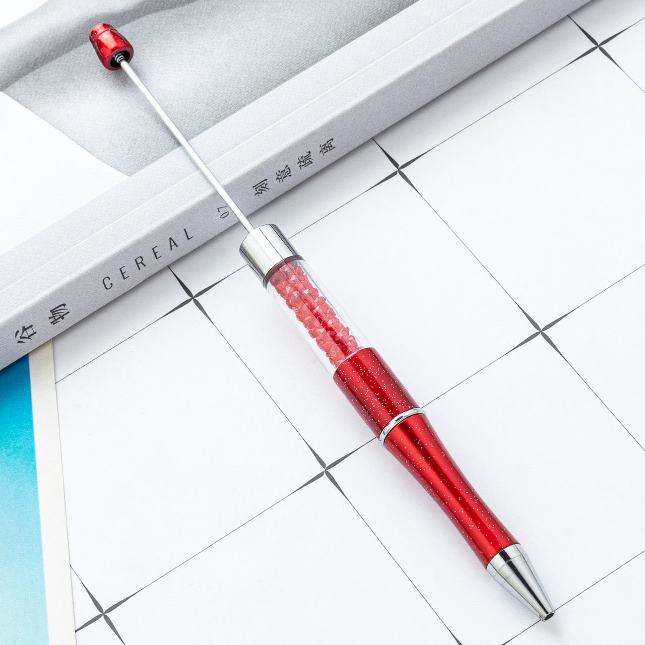 diy pen has the crystal inside the empty plastic tube beadable pen beaded pen ball point plastic pen