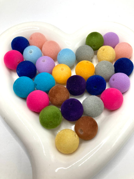 Furry beads Colored acrylic fluffy beaded strings Random Mix 16mm