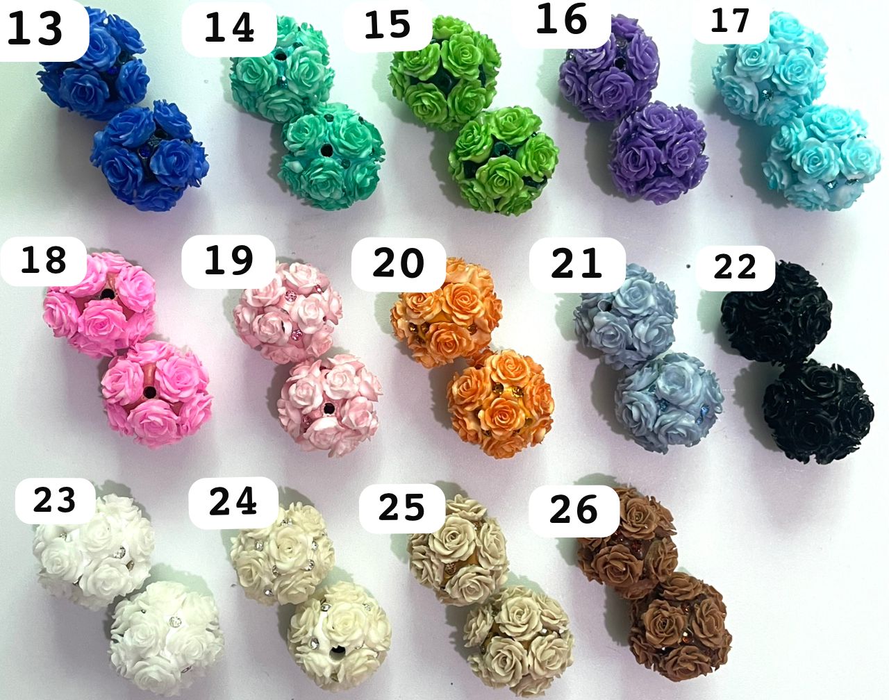 #1-#38Flower beads Soft flower Precious softened clay beads Rhinestone Random Mix