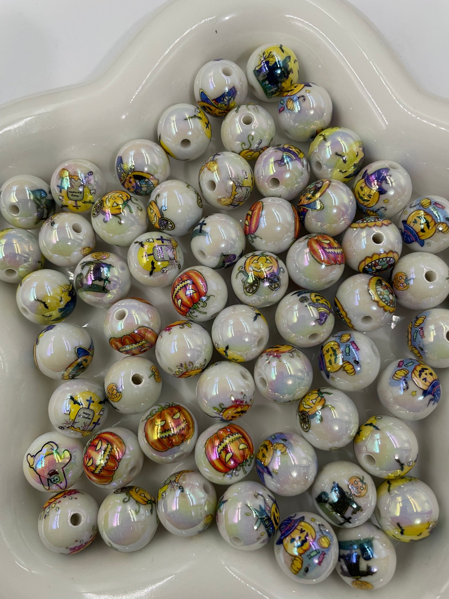 Acrylic beads Halloween Beads Lips Heart Pumpkin Ghost Cartoon printed beads and a series of multi-element beads 16mm