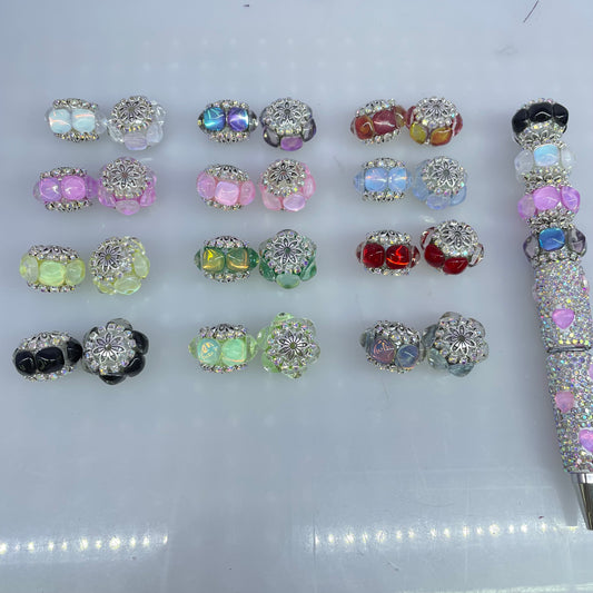 Fancy bead rhinestone bead square rhinestone beads with bead cap random mixed