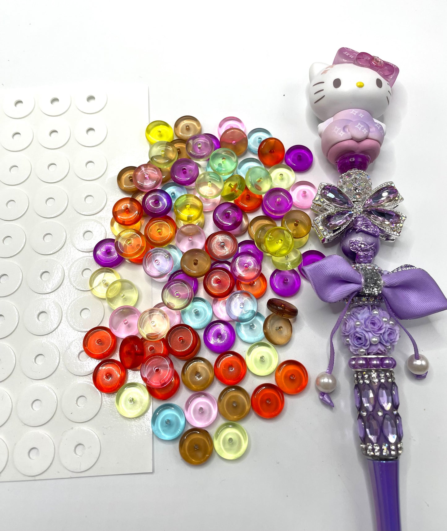 Pen topper base support beads 13mm for diy beaded pen come with stickers