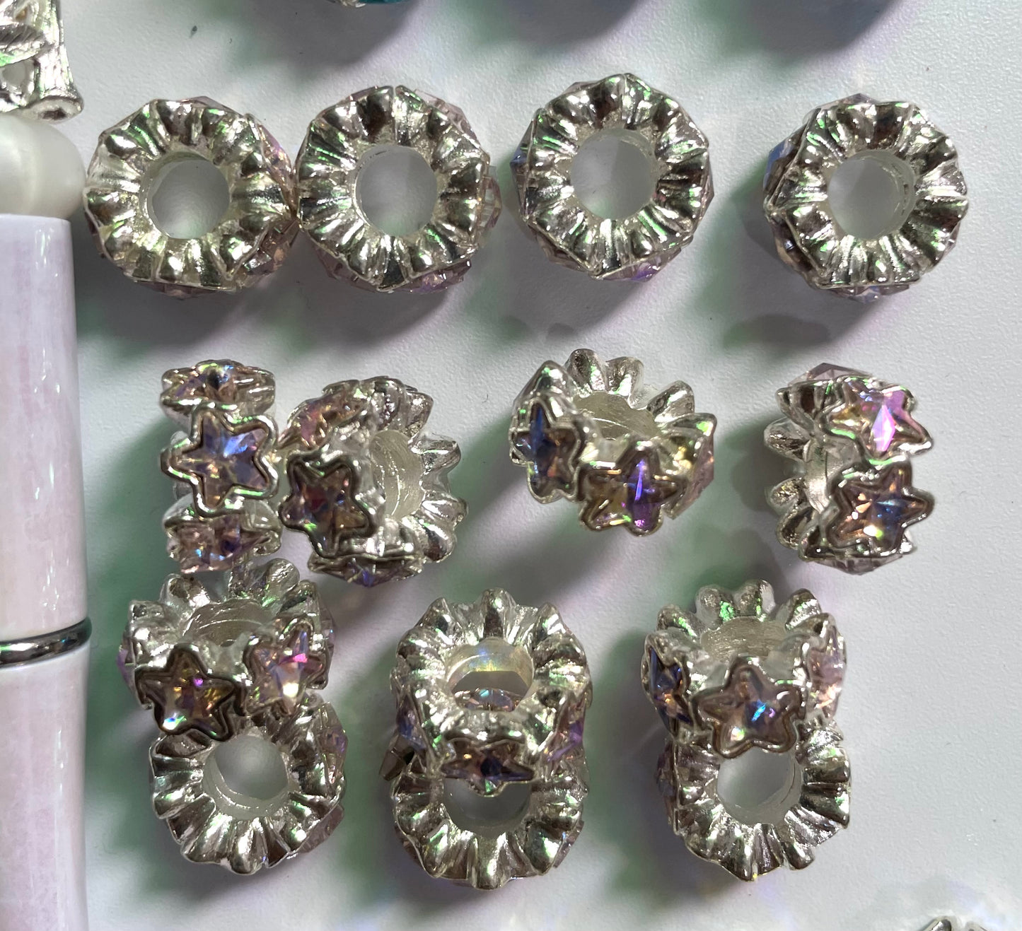 Alloy Metal Spacers Stars Silver Five-pointed star Rhinestone Spacers Random Mix