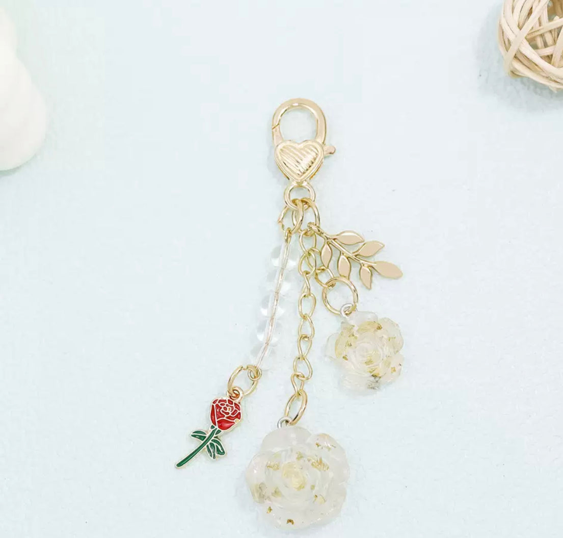 resin rose camellia iron alloy latch diy charm for keychain for handbag for pen drive decoration